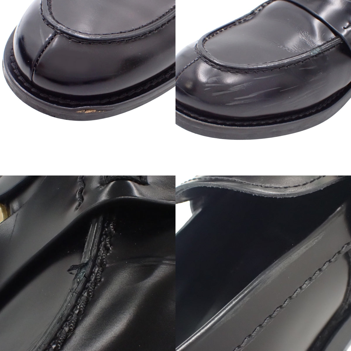 Brushed Leather Penny Loafers, Size 37 1/2, Black