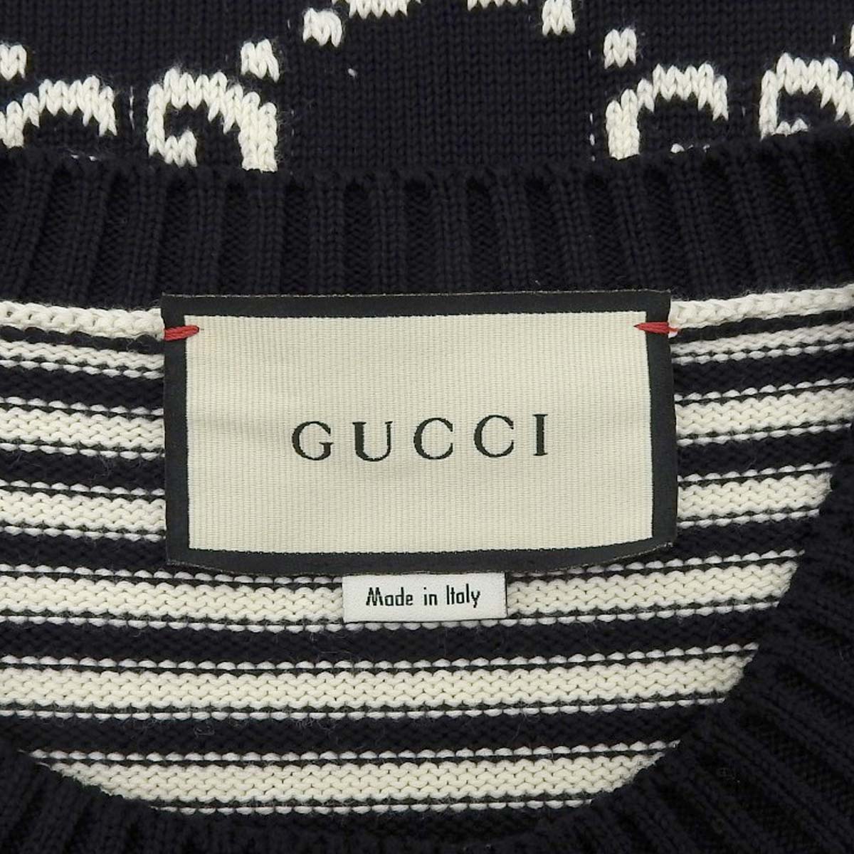 GG提花针织衫，中号，圆领，条纹上衣，服装