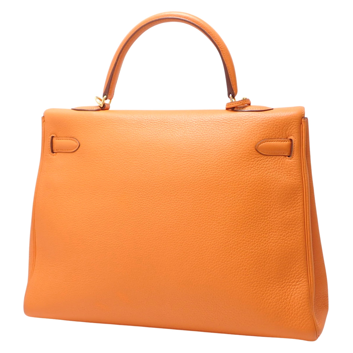 Kelly 35 (inner-stitched) Toron Clematis Orange, gold hardware, □H stamp.