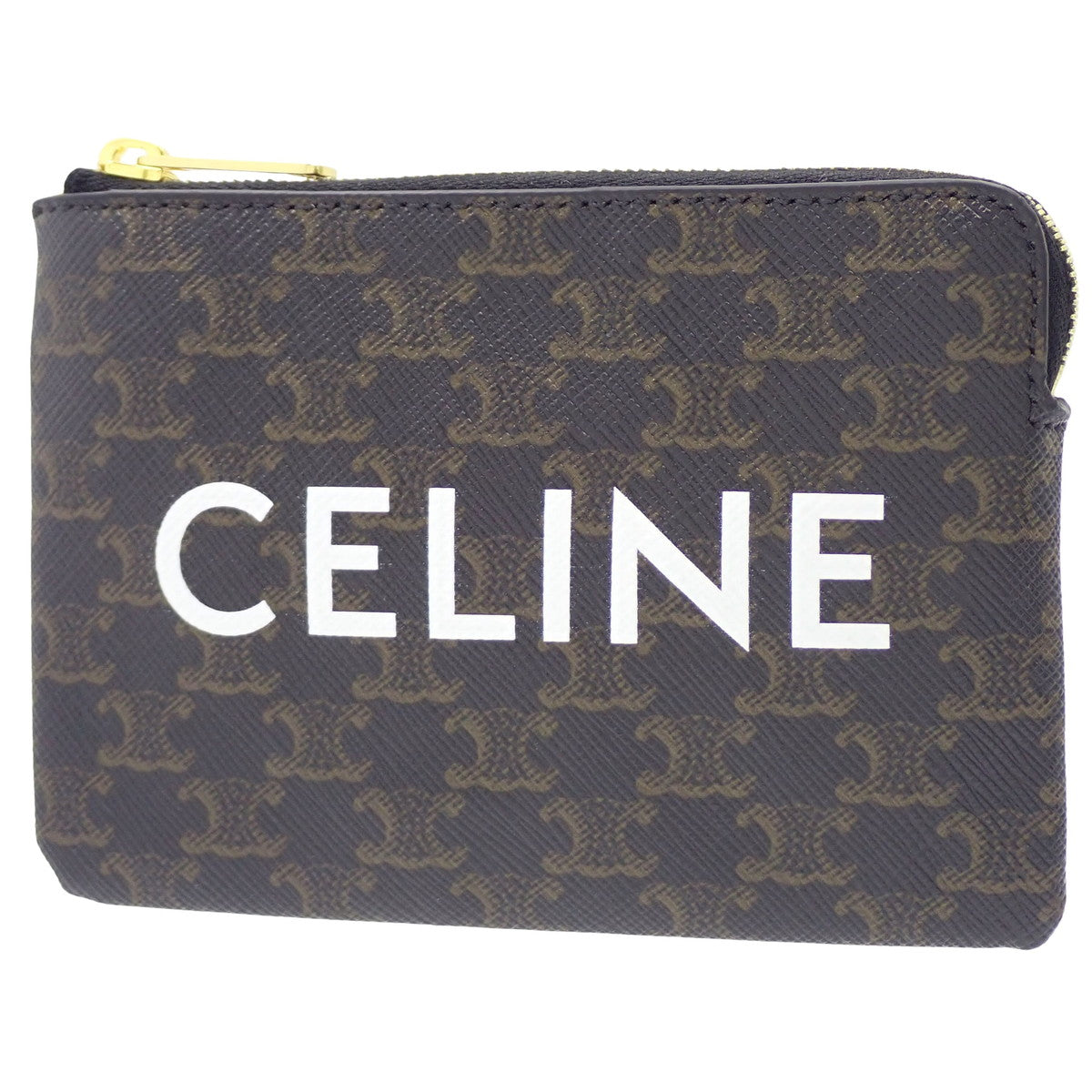トリオンフ CELINEプリント入り コインパース キュイル トリオンフキャンバス ダークブラウン 10C662CA2.38NO
