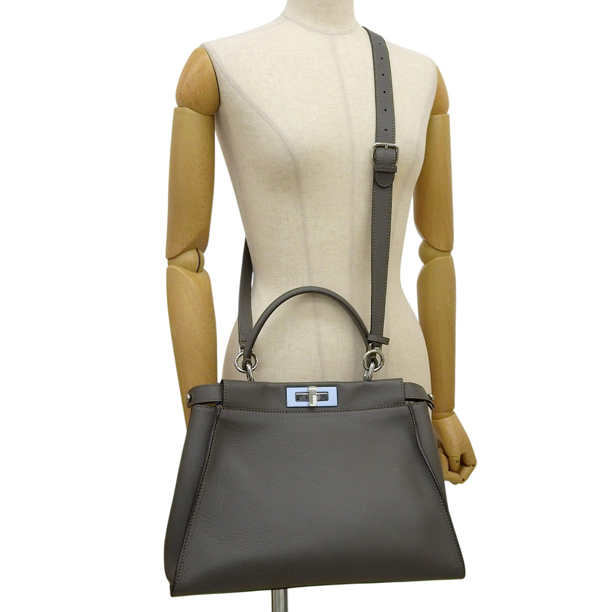 Peekaboo 中号小牛皮灰色