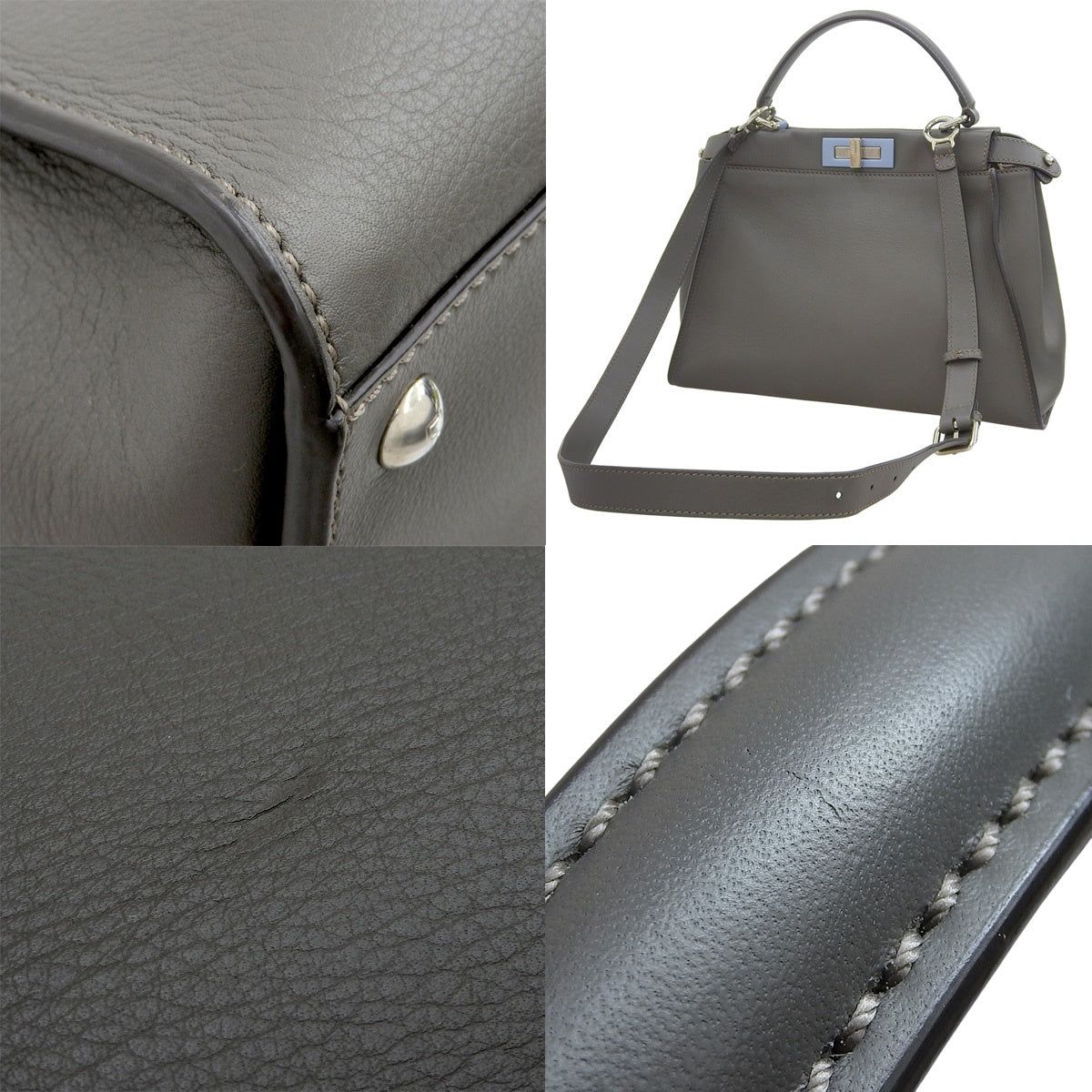 Peekaboo 中号小牛皮灰色