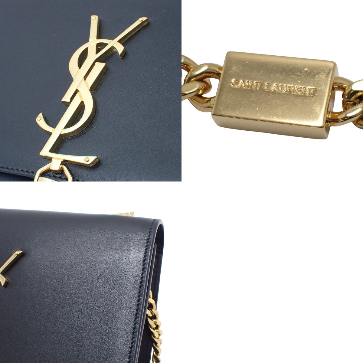 Kate chain shoulder bag, leather, black, 354120