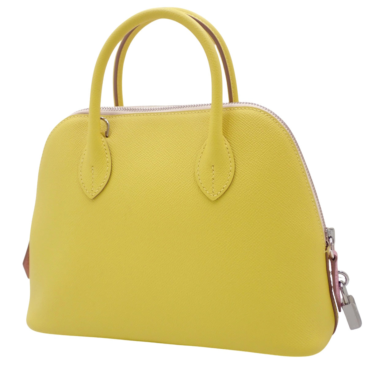 Bolide 1923 25 三色拼接款，Epsom小牛皮材质，钯金配件，莱姆色/紫红色/天然色，银色五金，U刻印。