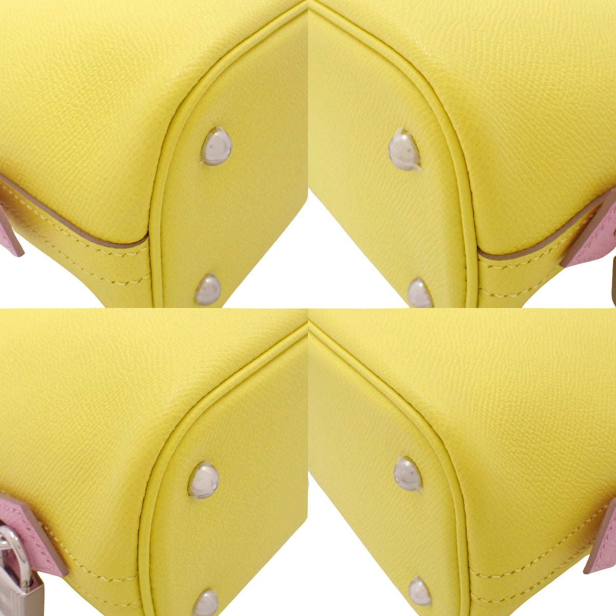 Bolide 1923 25 三色拼接款，Epsom小牛皮材质，钯金配件，莱姆色/紫红色/天然色，银色五金，U刻印。