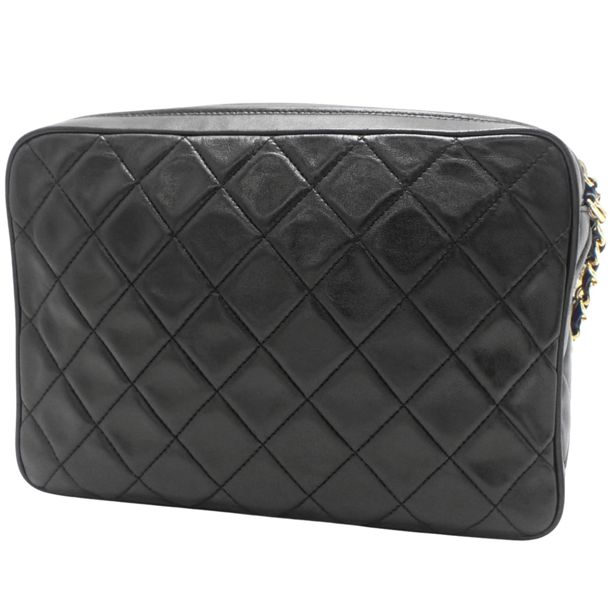 黑色羊皮绗缝 Coco Mark 流苏链条单肩包