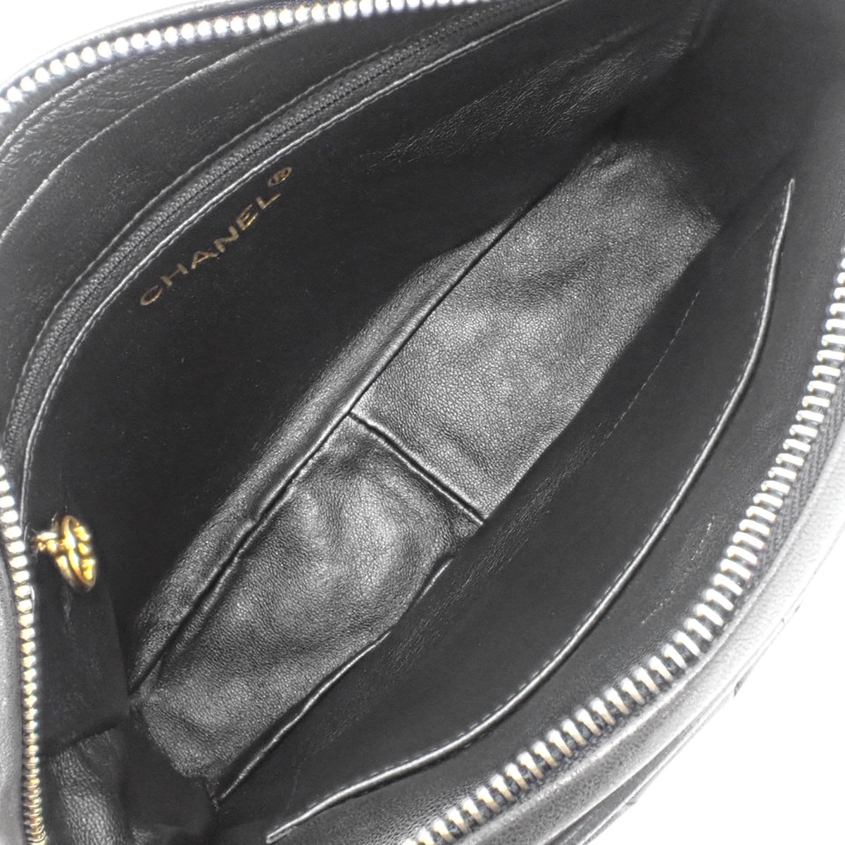 黑色羊皮绗缝 Coco Mark 流苏链条单肩包