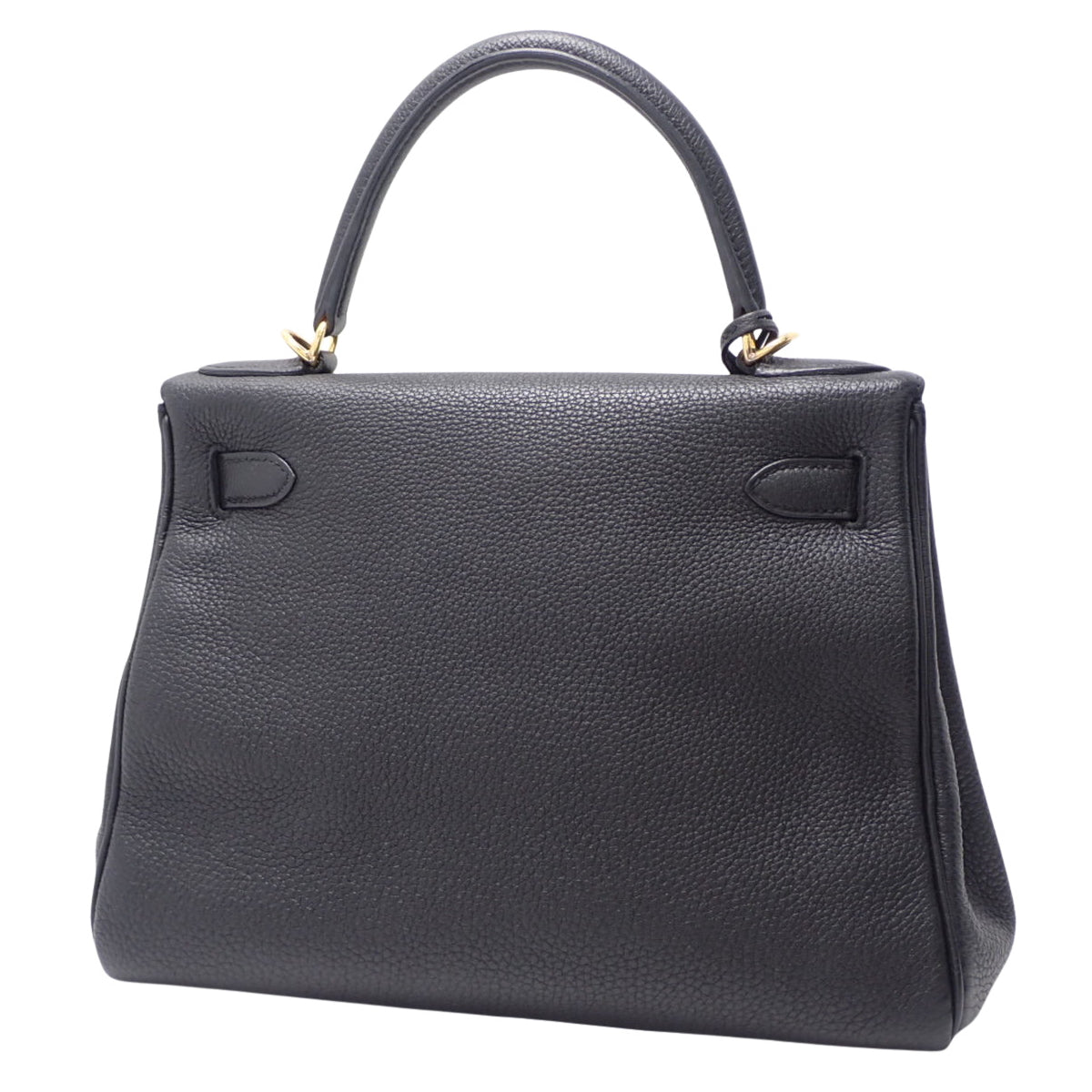 Kelly 28 (inner-stitched) Toray Clemence leather, black, gold hardware, A stamp.