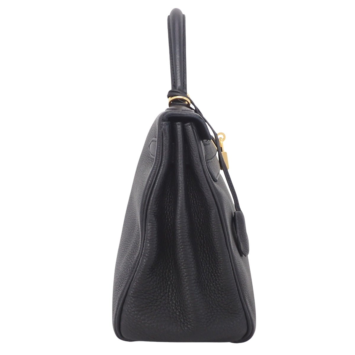 Kelly 28 (inner-stitched) Toray Clemence leather, black, gold hardware, A stamp.