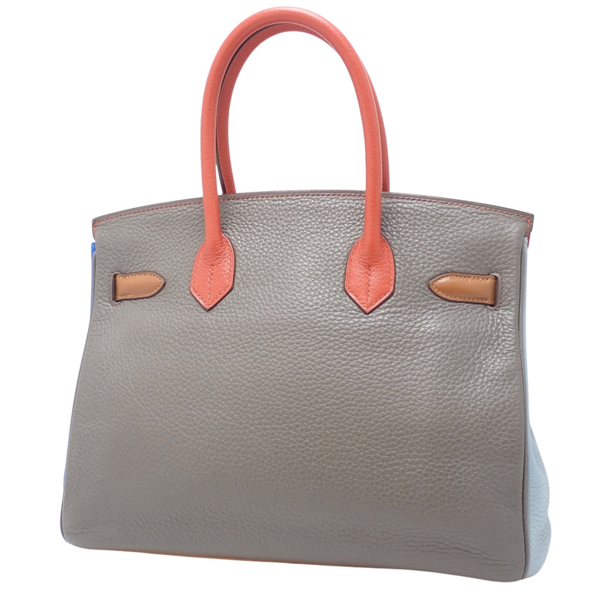 Birkin 30 Arlequin，Taurillon Clemence皮革，钯金五金件，橙色、伊坦色、血红色、蓝色伊德拉色、蓝色朗色，金色、银色五金件，□P刻印。