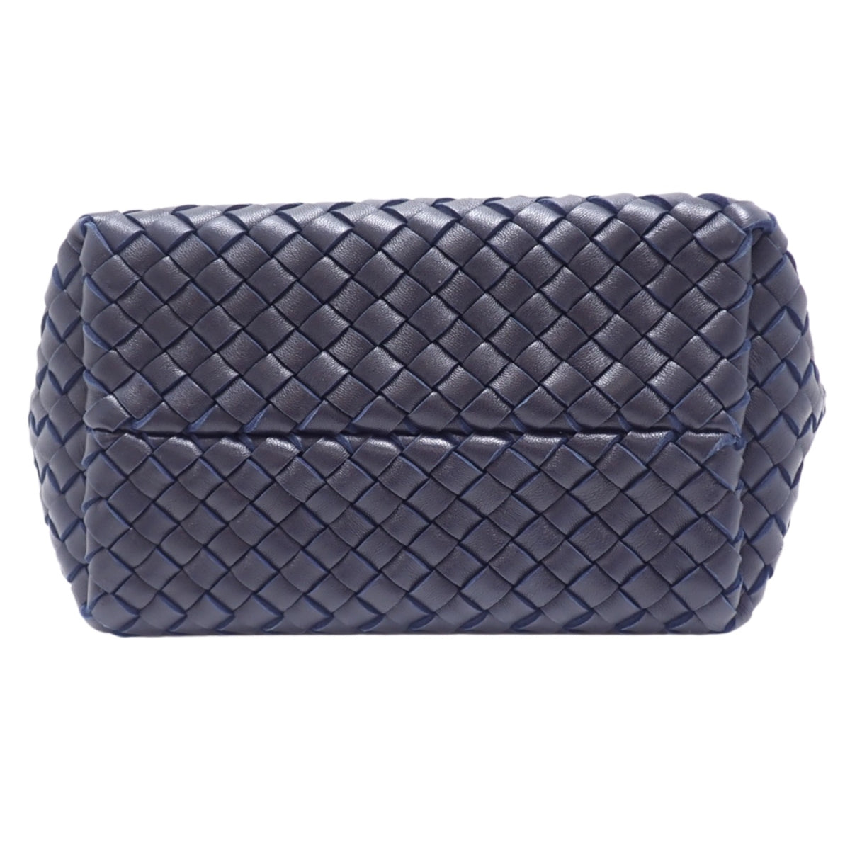 Intrecciato 2-way mini bag in navy calfskin