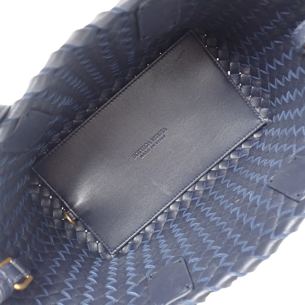 Intrecciato 2-way mini bag in navy calfskin