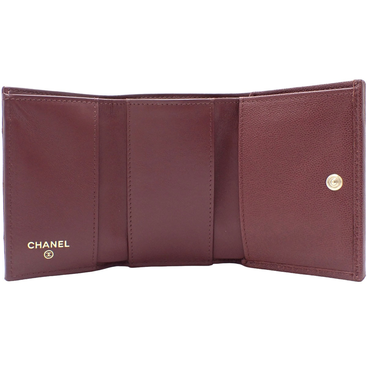 Matelasse Coco Mark Tri-Fold Wallet, Caviar Skin, Bordeaux, AP2962
