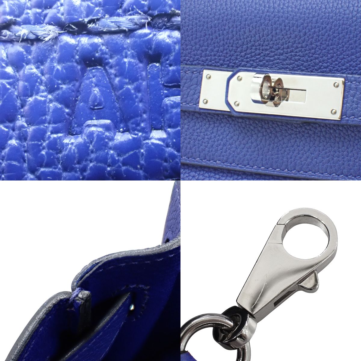 凯莉Gallop 28（内缝）Togo皮革，钯金配件，电光蓝，银色配件，A刻印。