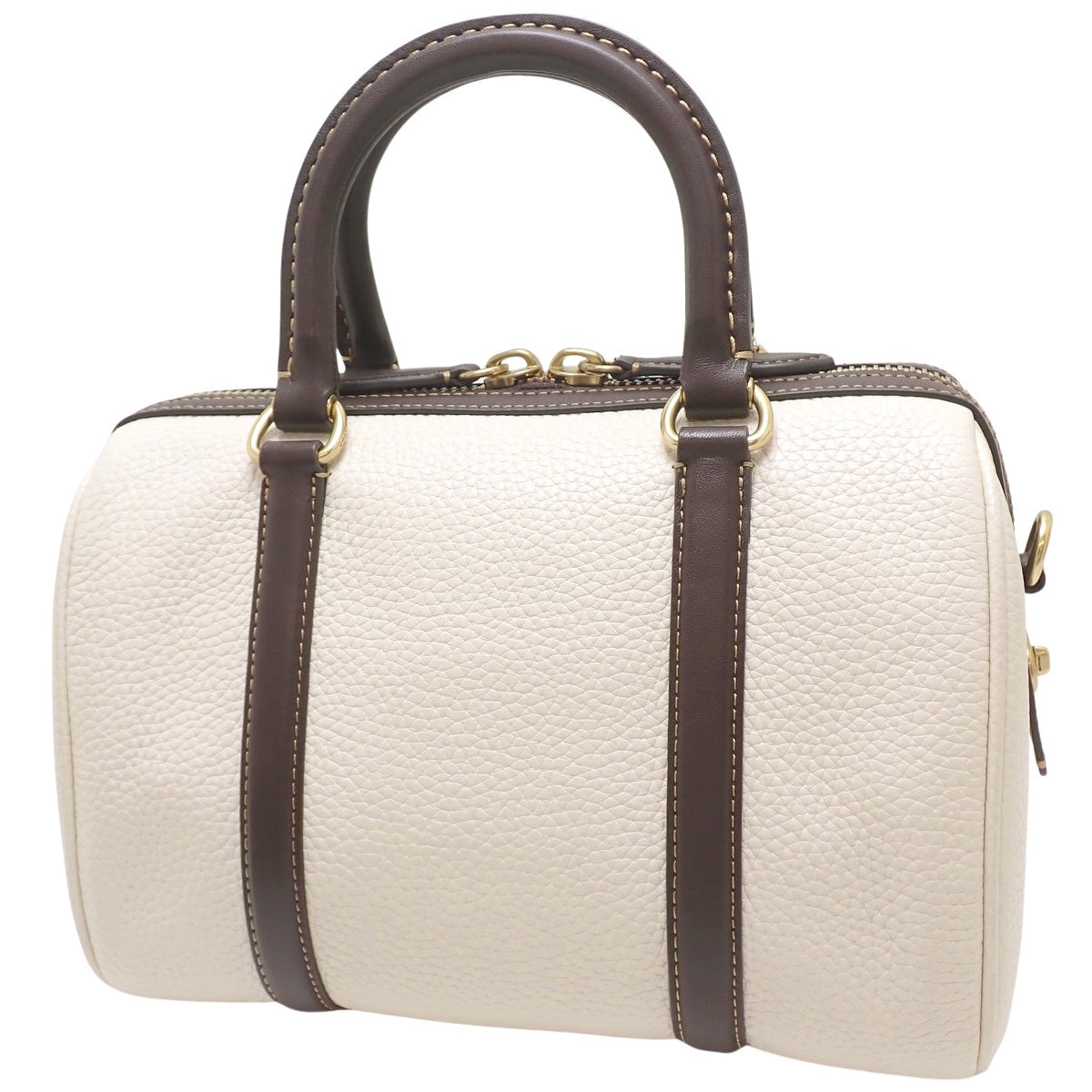 Ruby Satchel 25 皮革手提包 象牙白 深棕色 C8530