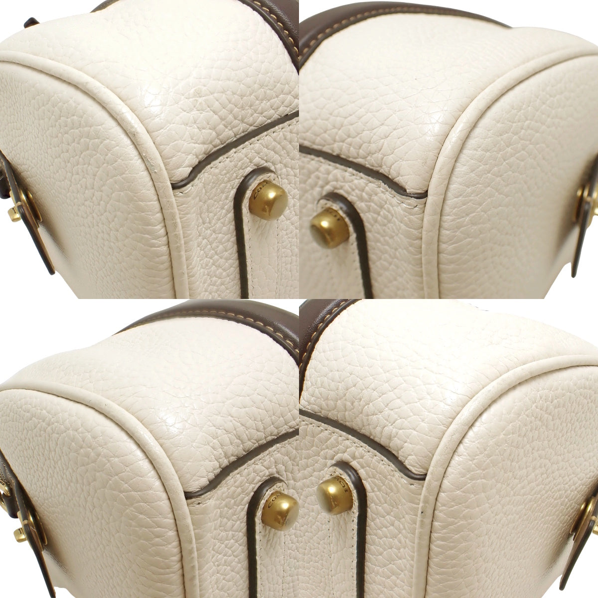 Ruby Satchel 25 皮革手提包 象牙白 深棕色 C8530