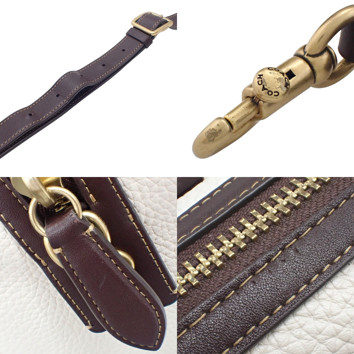 Ruby Satchel 25 皮革手提包 象牙白 深棕色 C8530