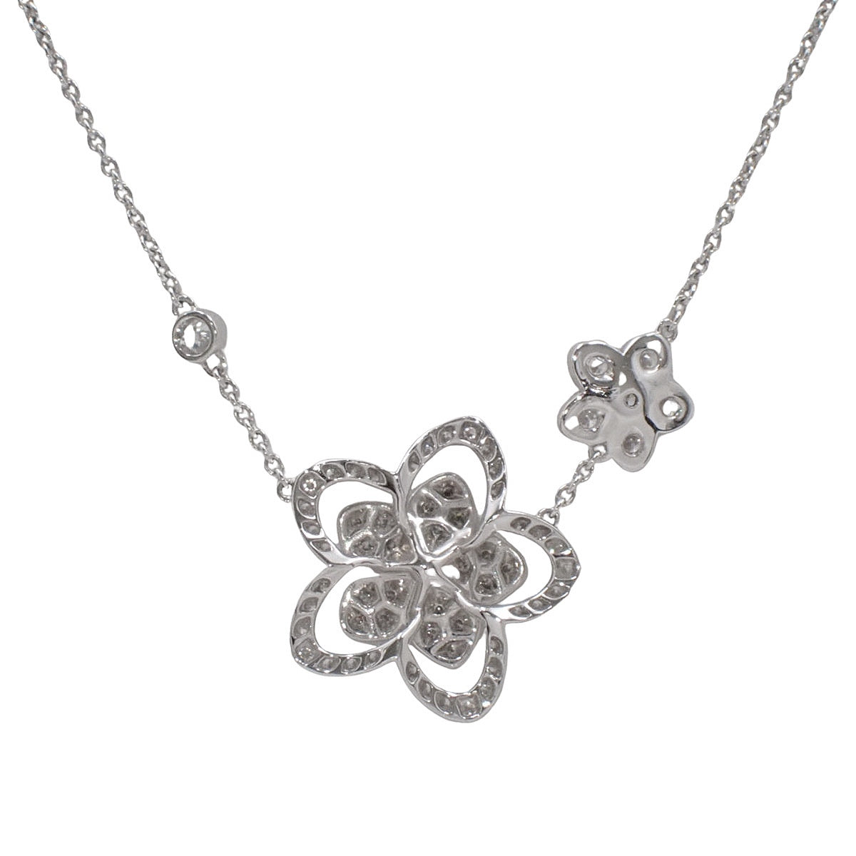 Wildflower Double Diamond Pendant, Diamond, 18K White Gold (WG)