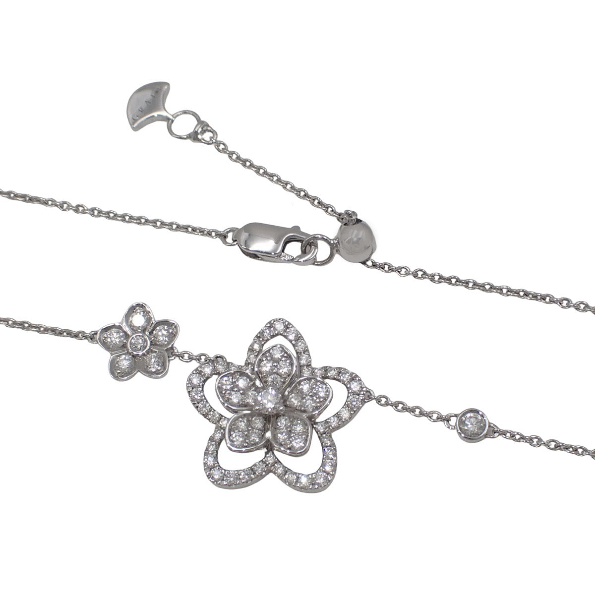 野花双钻吊坠，钻石，18K白金（WG）