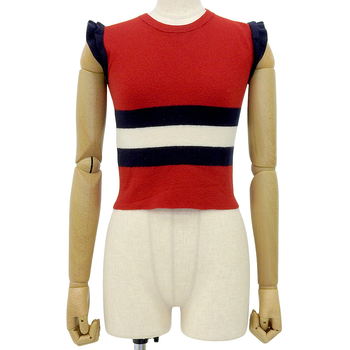 袖口荷叶边无袖针织衫 S