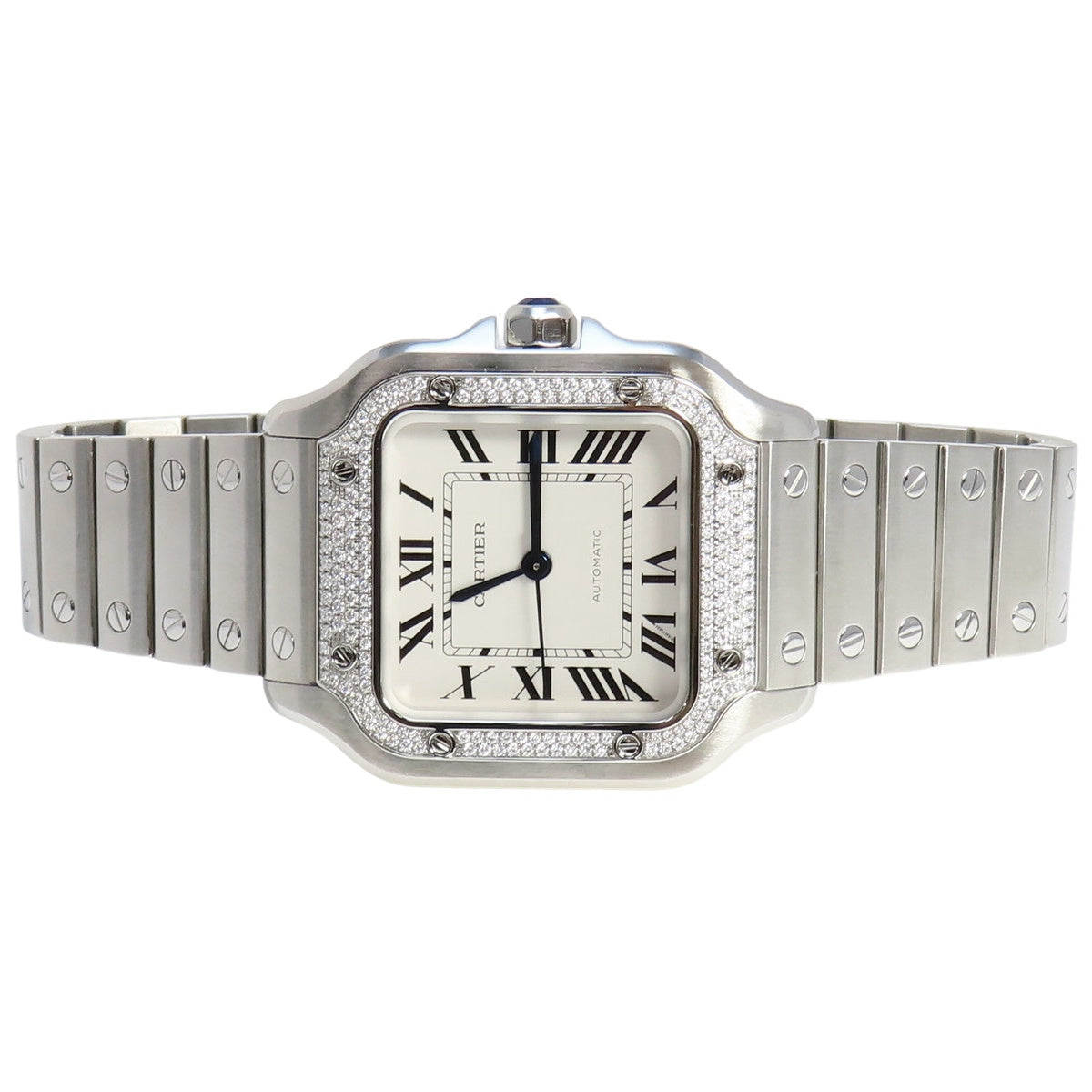 サントス ドゥ カルティエ MM W4SA0005 SS 自動巻き シルバー ダイヤベゼル