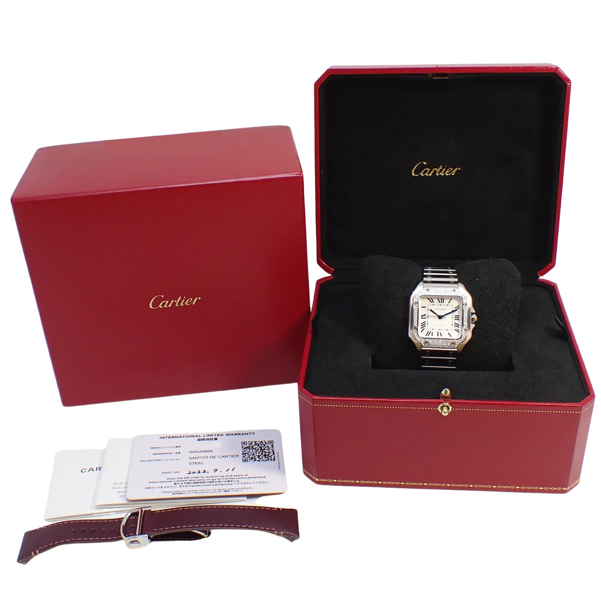 サントス ドゥ カルティエ MM W4SA0005 SS 自動巻き シルバー ダイヤベゼル