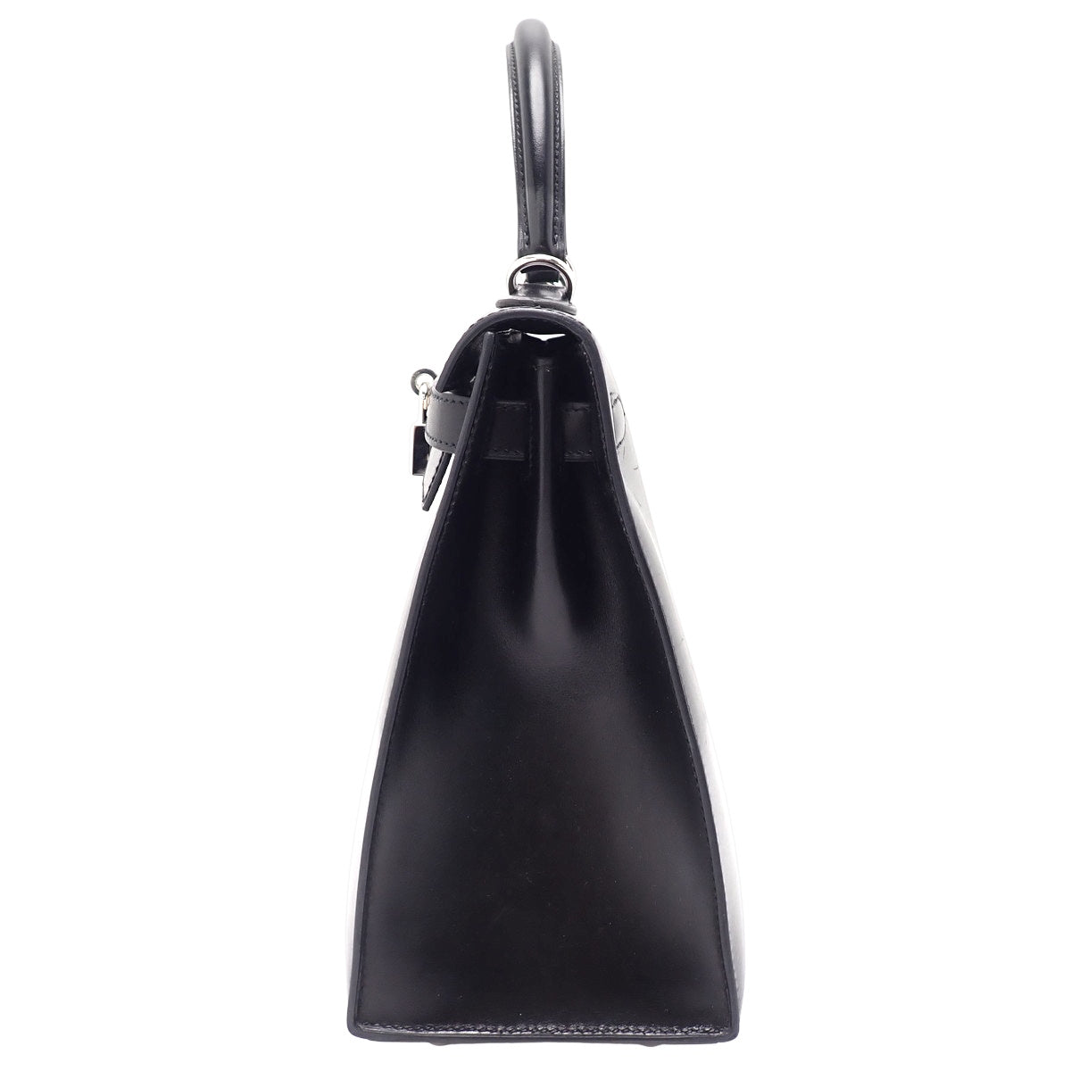 凯莉28（外缝）Box Calf皮革 钯金配件 黑色 银色配件 □L刻印