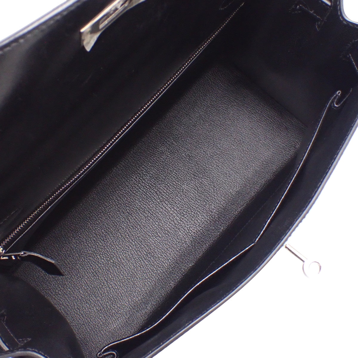 凯莉28（外缝）Box Calf皮革 钯金配件 黑色 银色配件 □L刻印