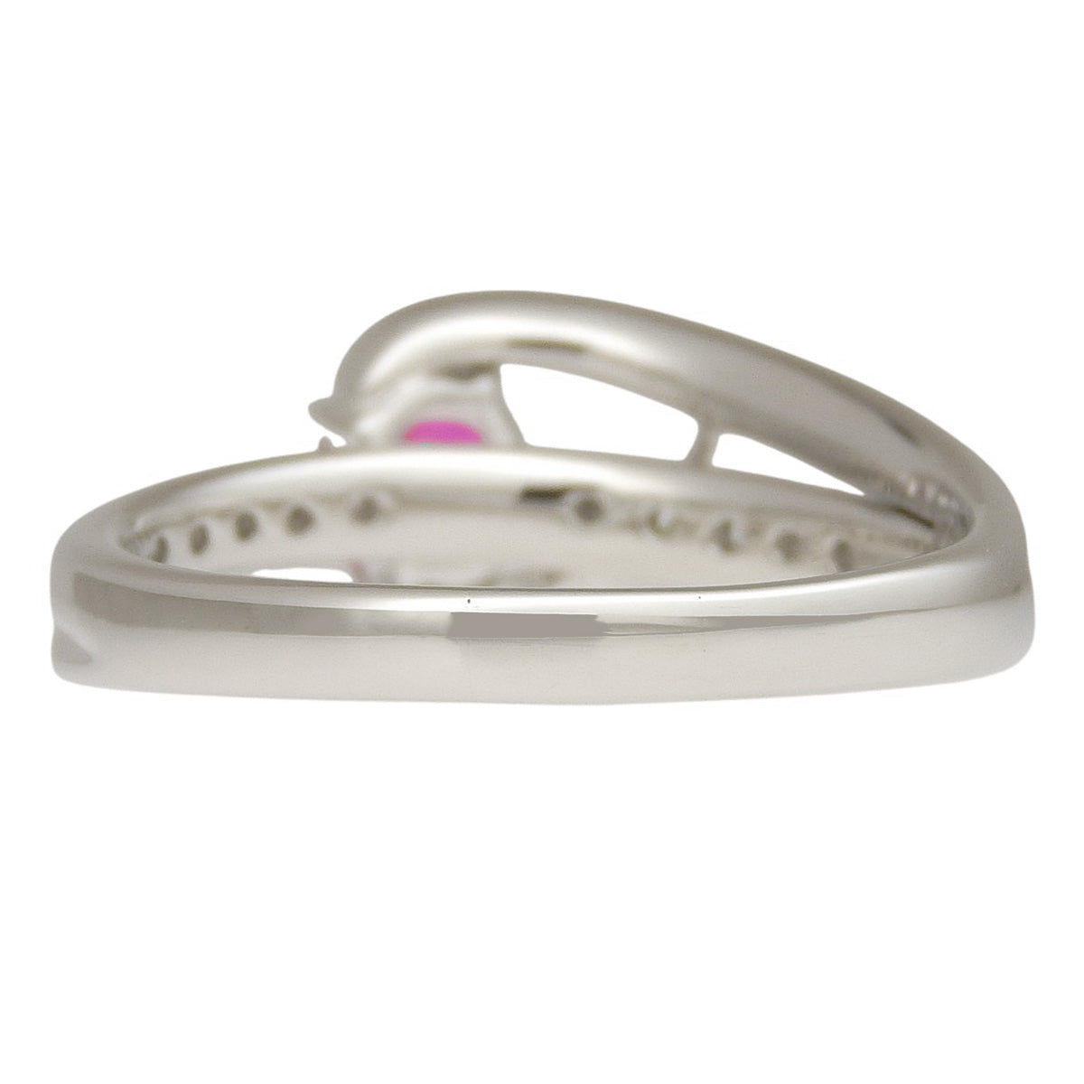 Intertwined Arms Ruby and Diamond Ring, Ruby 1.01ct, Diamond 0.17ct, Platinum Pt900