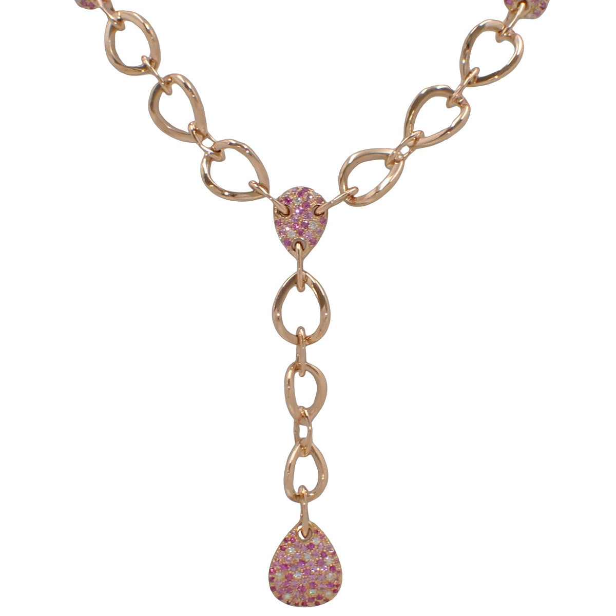 Diamond and Pink Sapphire Necklace, 3.00 carats (sapphires) / 0.60 carats (diamonds), 18k Pink Gold.