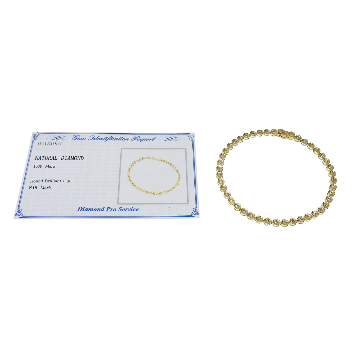 テニス ダイヤモンド ブレスレット D1.00 イエローゴールド K18YG