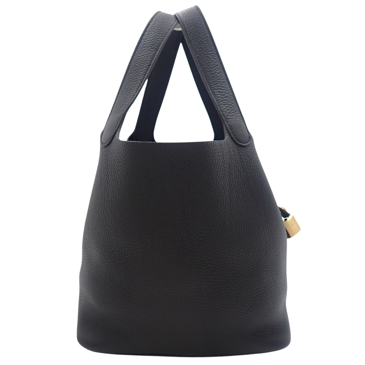 Picotin Lock MM，Taurillon Clemence皮革，黑色，金色五金件，W刻印