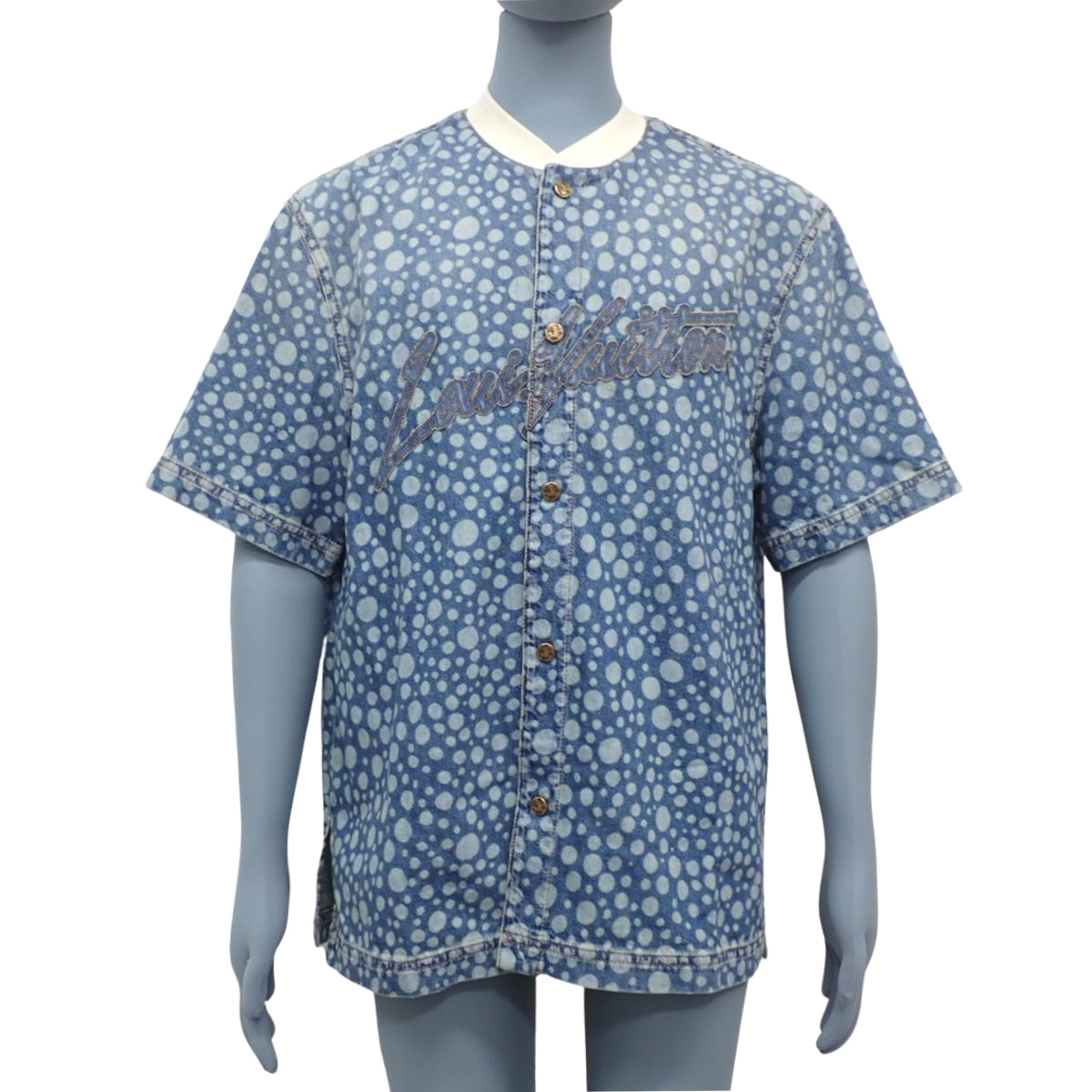 LV × YK インフィニティドットデニムシャツ 2023年 M RM232H 草間彌生コレクション コラボ 半袖 ベースボールシャツ
