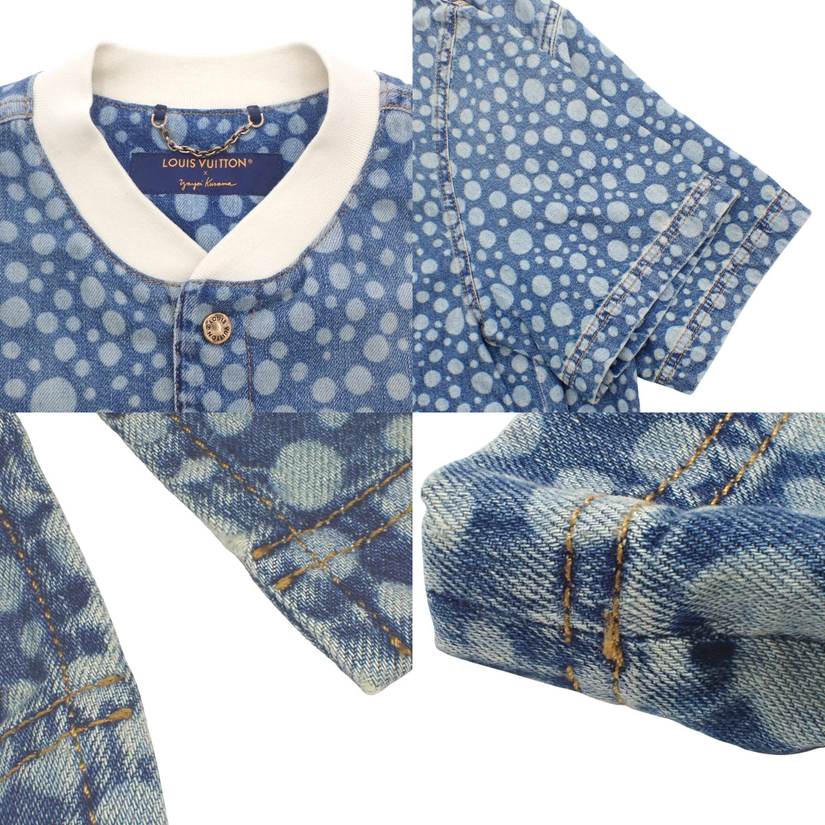 LV × YK インフィニティドットデニムシャツ 2023年 M RM232H 草間彌生コレクション コラボ 半袖 ベースボールシャツ