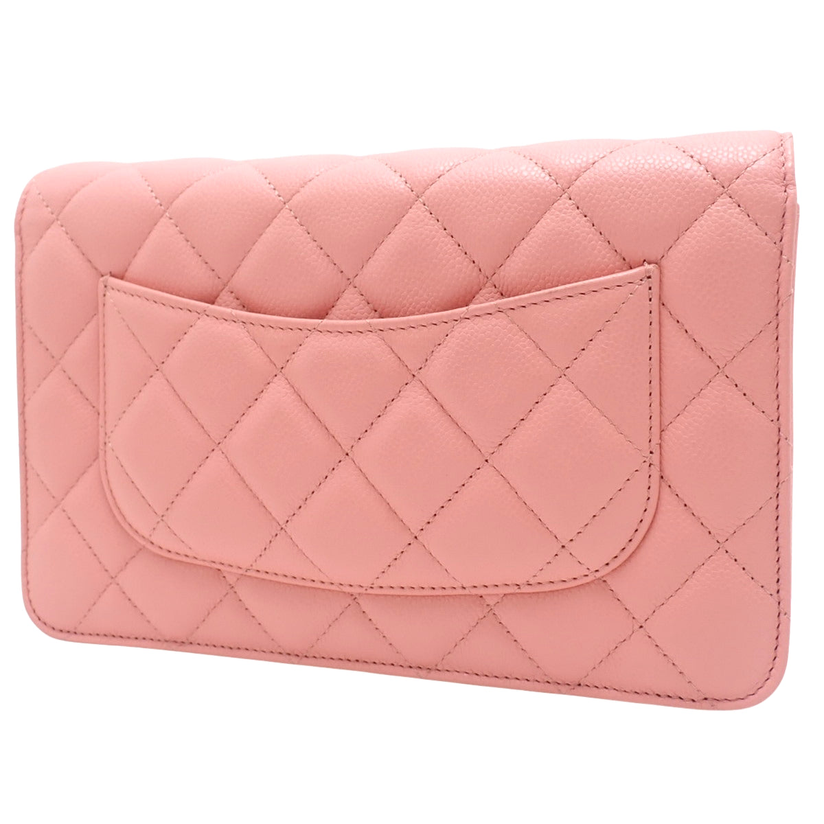 Matelasse Coco Mark 鱼子酱纹皮革链条钱包，粉色，AP0250