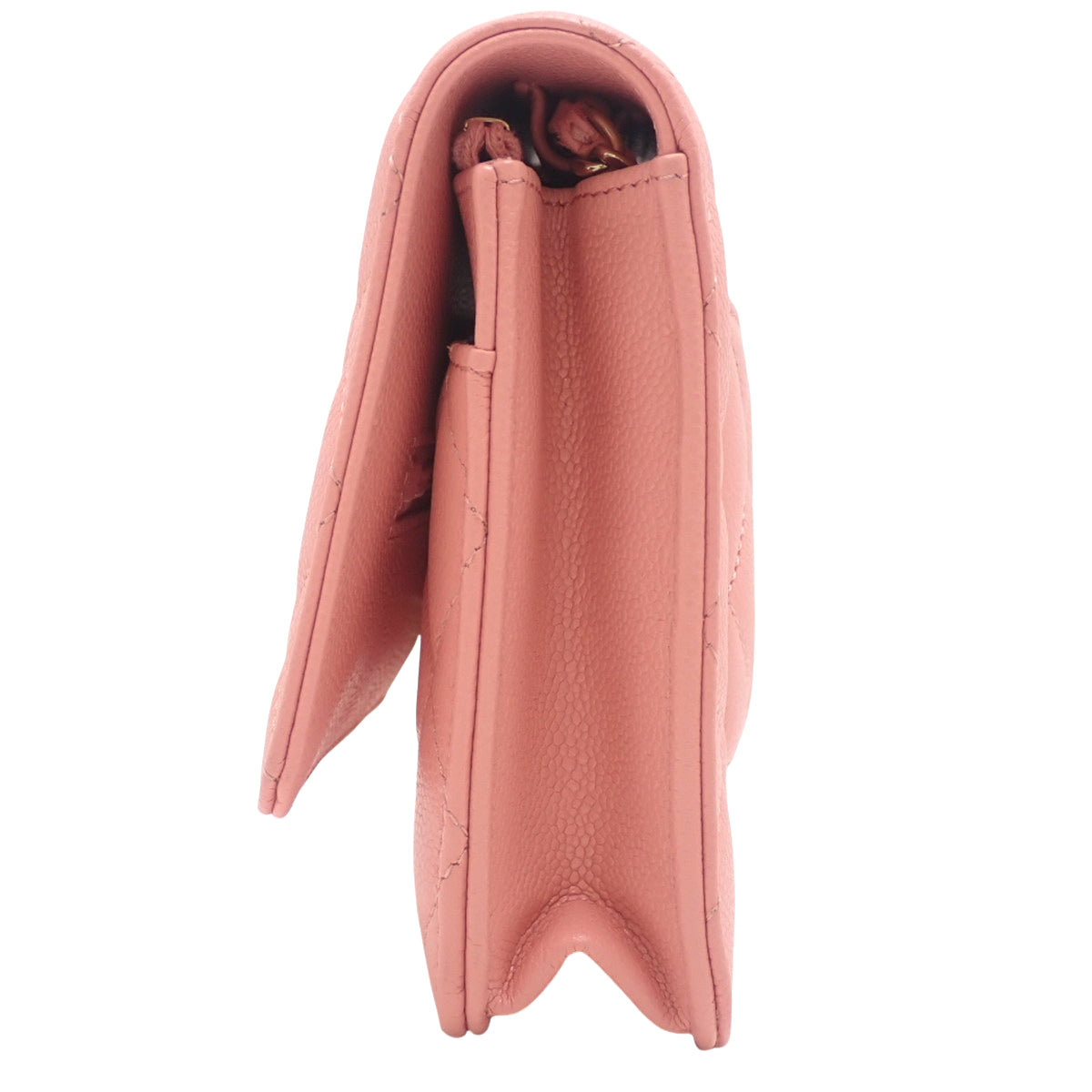 Matelasse Coco Mark 鱼子酱纹皮革链条钱包，粉色，AP0250