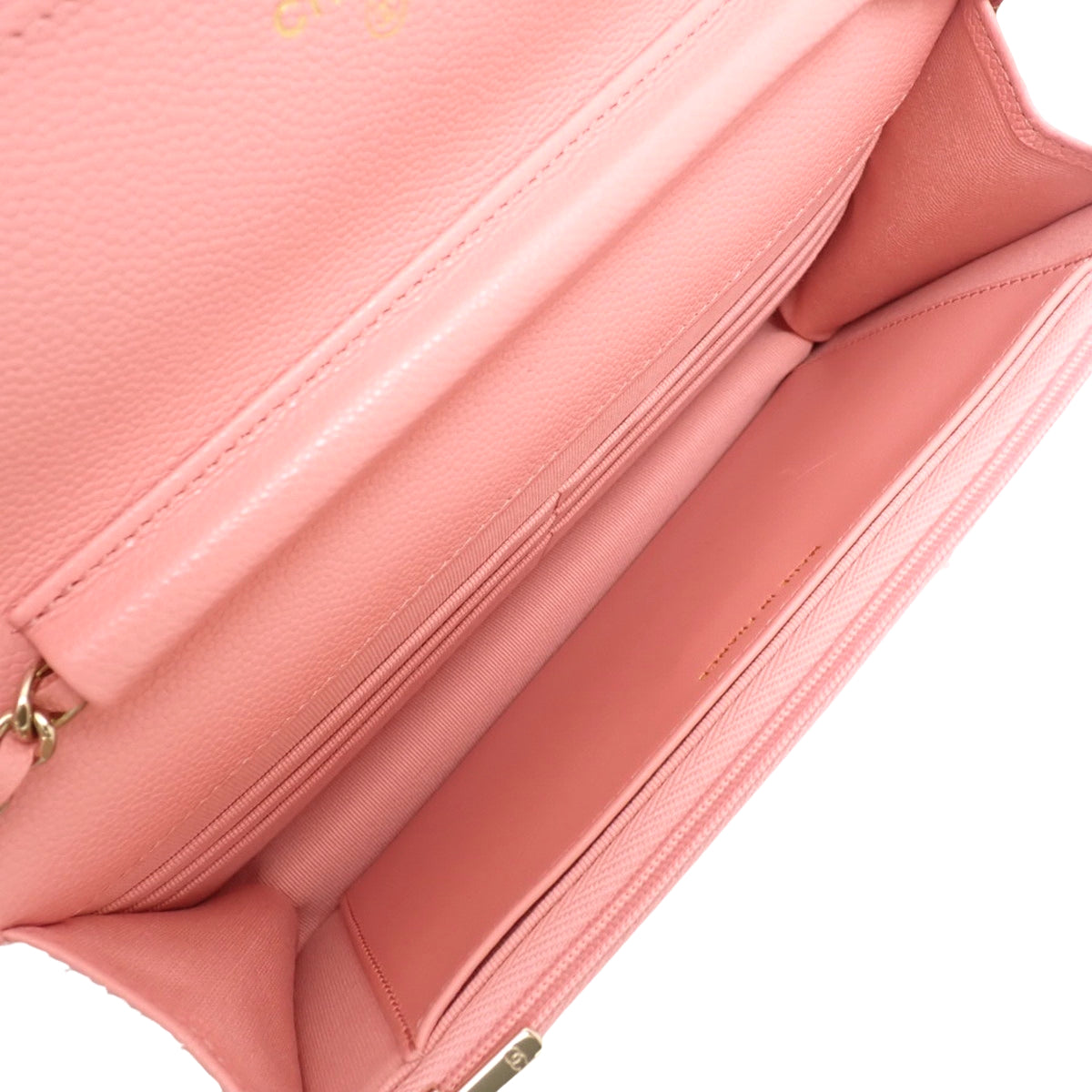 Matelasse Coco Mark 鱼子酱纹皮革链条钱包，粉色，AP0250