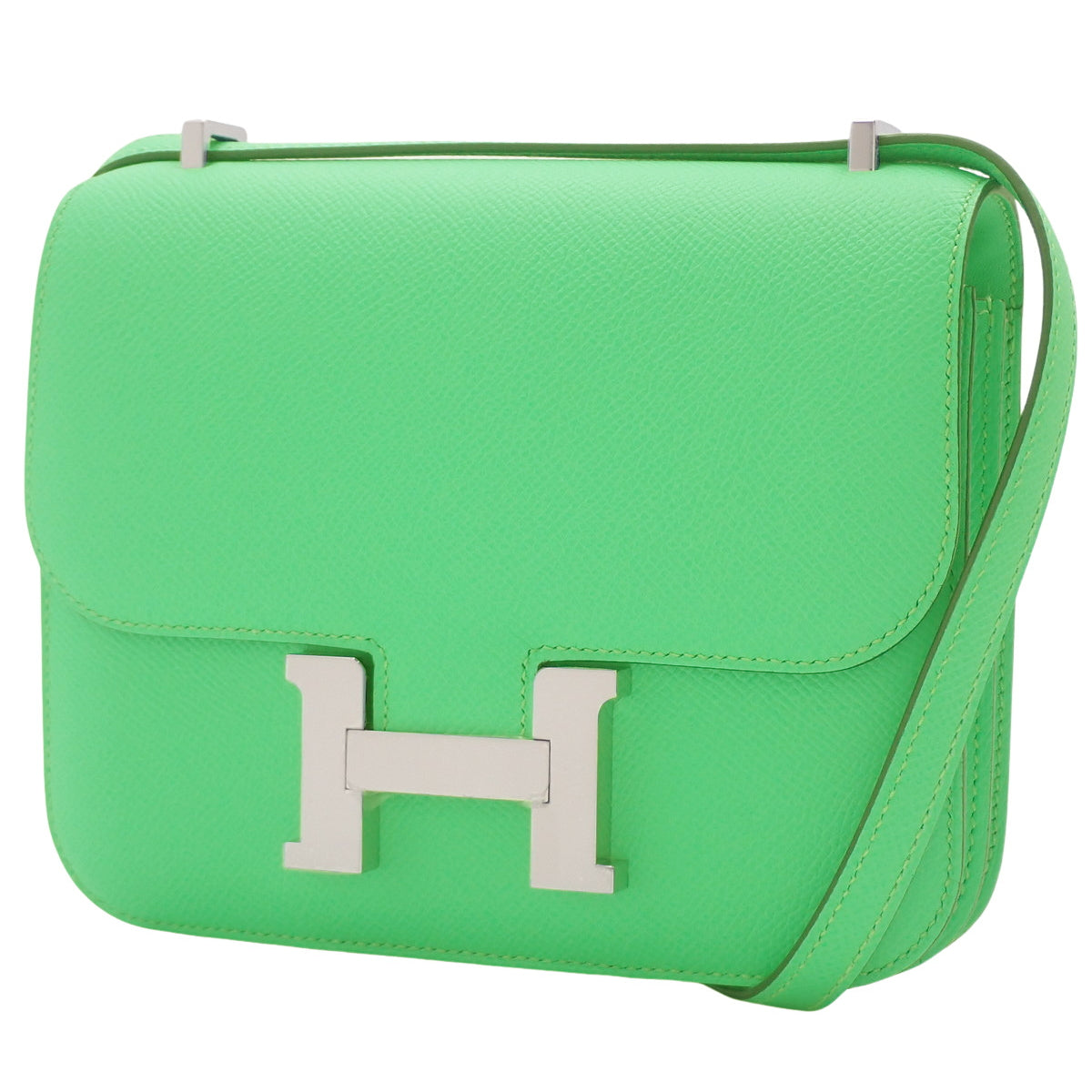 【未使用】Constance Mini 3，Miroir，Veau Epsom皮革，钯金五金件，Vert Comique色，银色五金件，B刻印