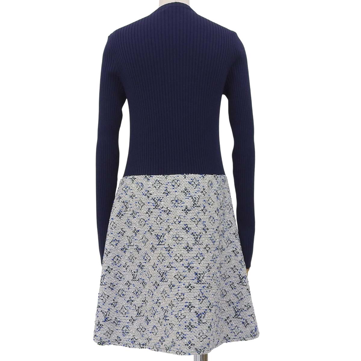 字母图案罗纹针织连衣裙，42码，粗花呢面料，全拉链，服装，时尚