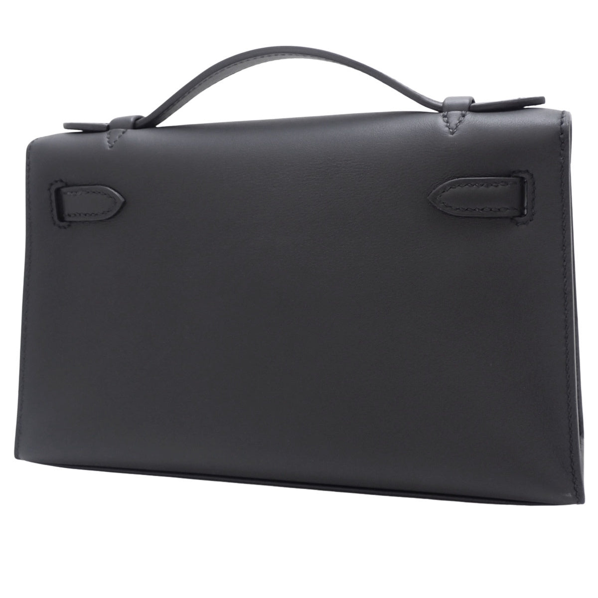 [New] Pochette Kelly, Swift leather, black, gold hardware, K stamp.