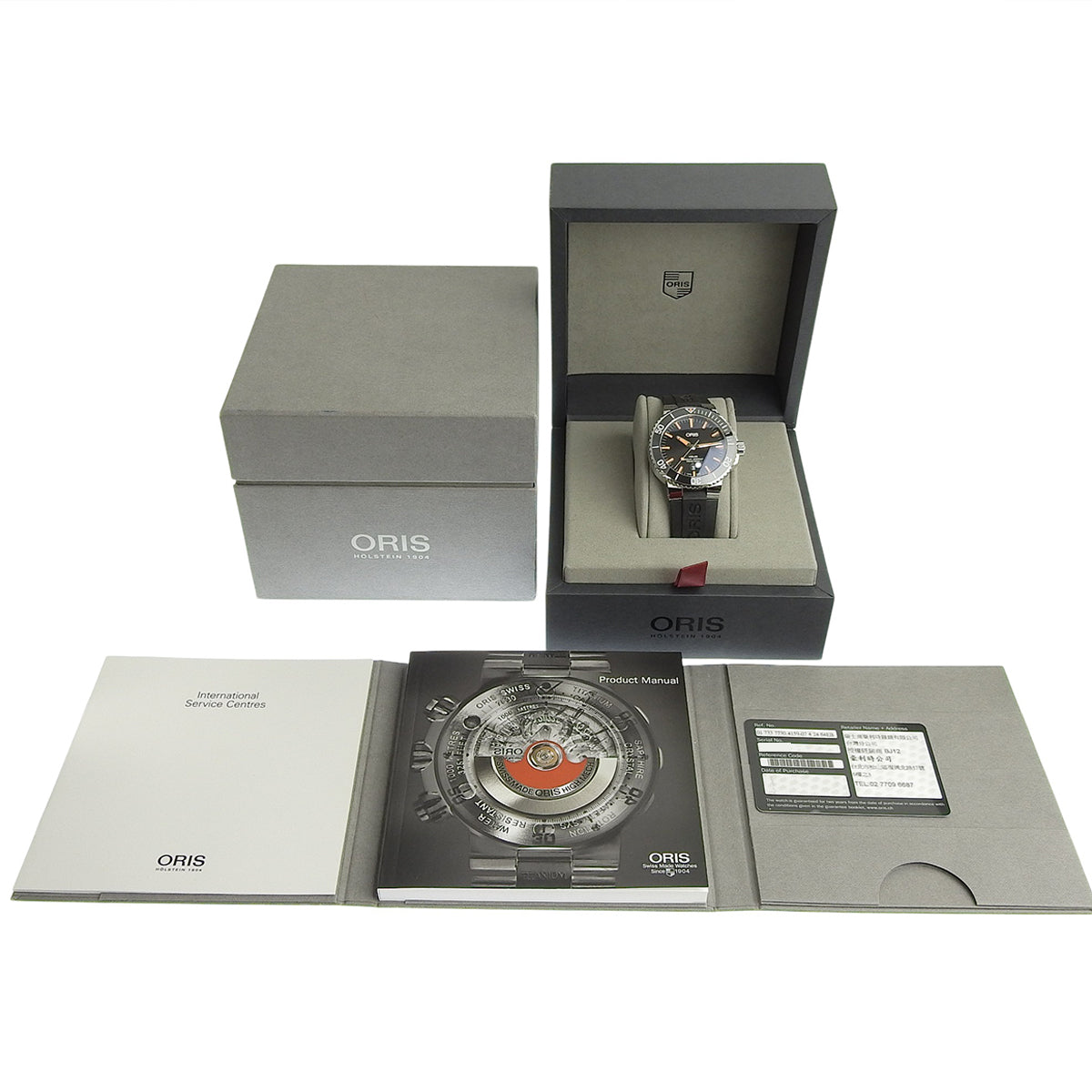 Aquis Date 01 733 7730 4159-07 4 24 64EB SS CE Rubber Black Automatic Men's
