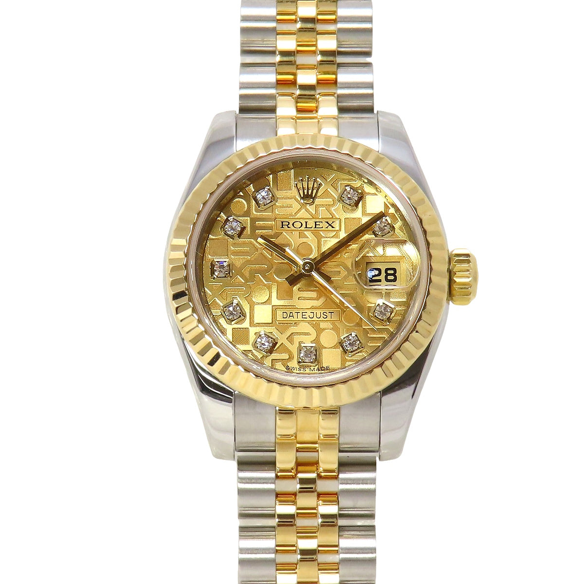 Datejust 10PD 179173G YG/SS G-number Computerized Dial Diamond Index Automatic Women's Watch