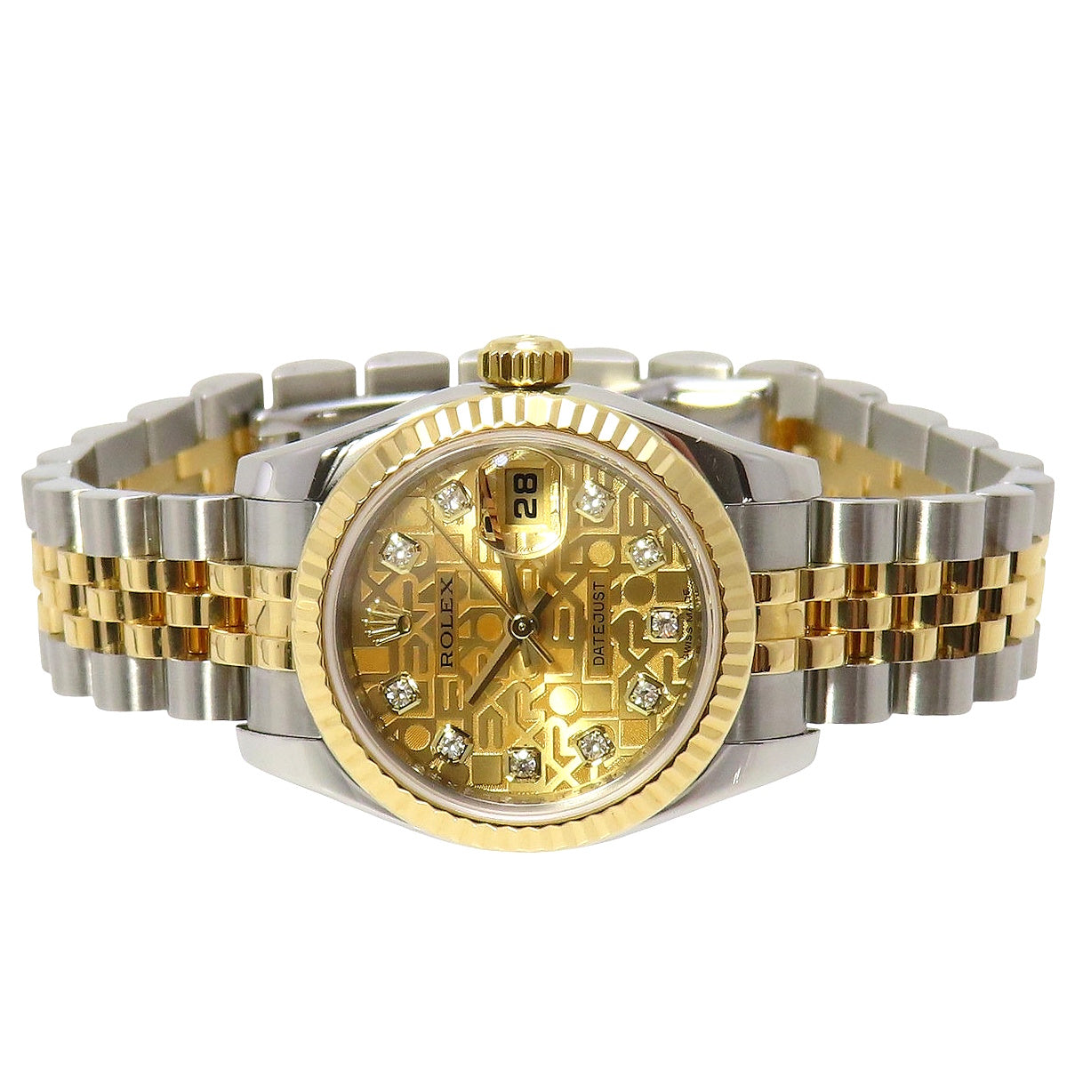 Datejust 10PD 179173G YG/SS G-number Computerized Dial Diamond Index Automatic Women's Watch