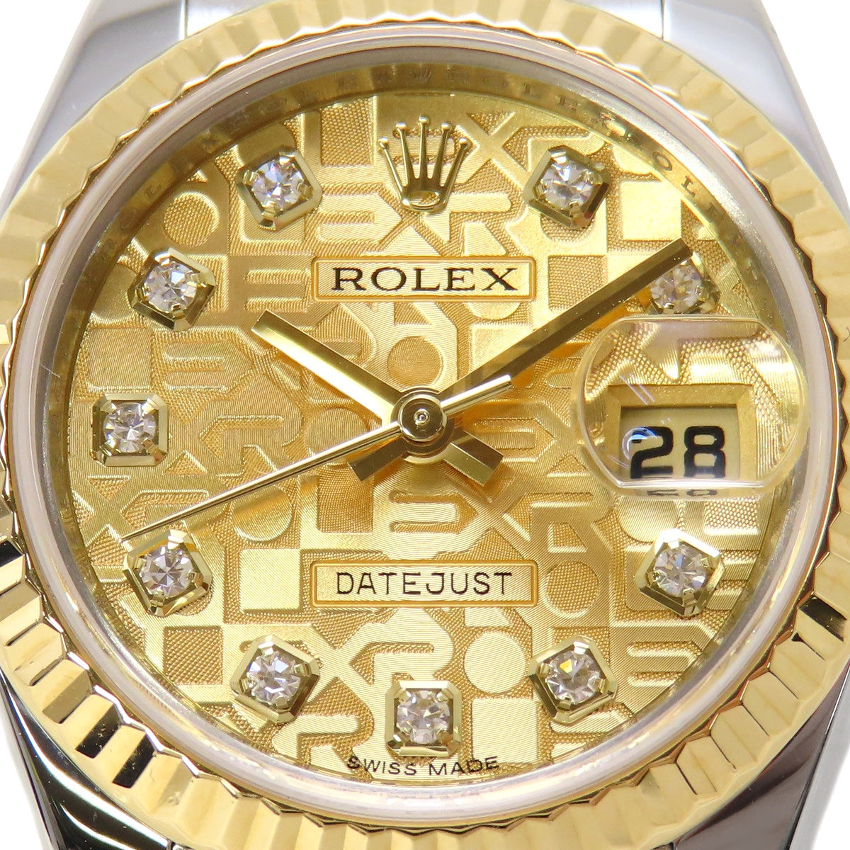Datejust 10PD 179173G YG/SS G-number Computerized Dial Diamond Index Automatic Women's Watch