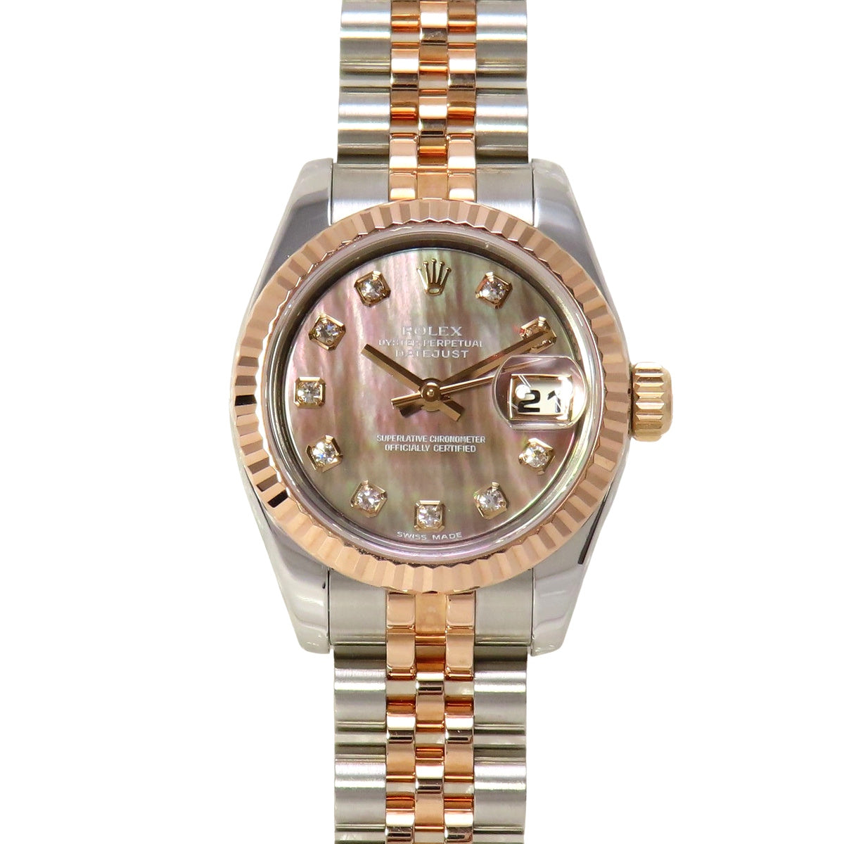 Datejust 10PD 179171NG PG/SS M-number 黑色表盘 镶钻刻度 自动上链女士腕表