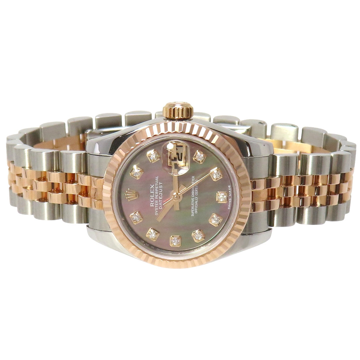 Datejust 10PD 179171NG PG/SS M-number 黑色表盘 镶钻刻度 自动上链女士腕表