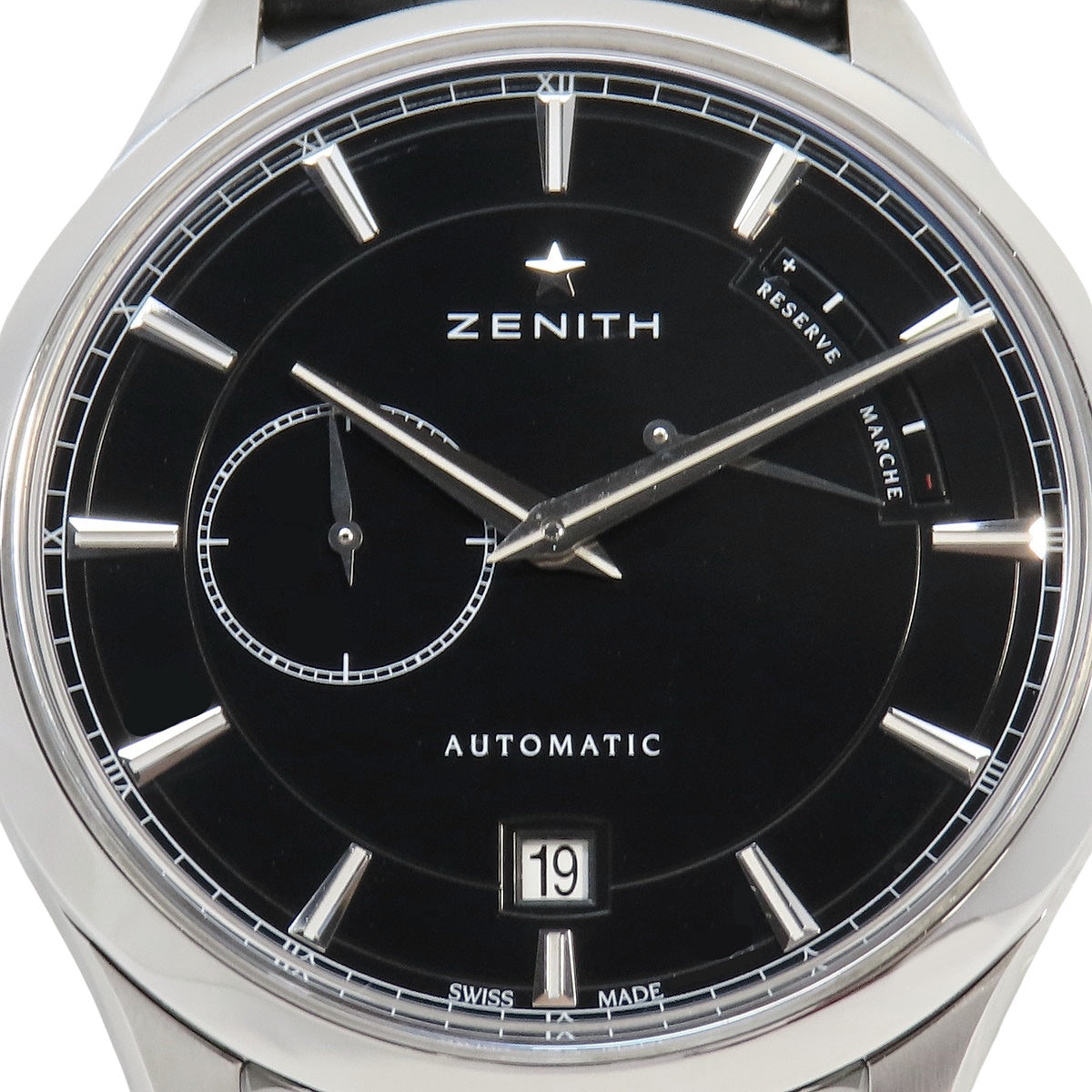 Elite Captain Power Reserve 03.2122.685 SS/皮革黑色自动男士腕表