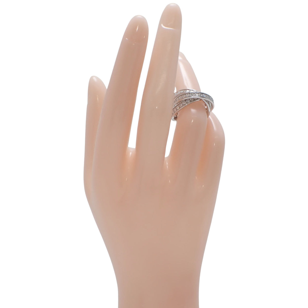 三位一体三环全钻戒指，18K白金