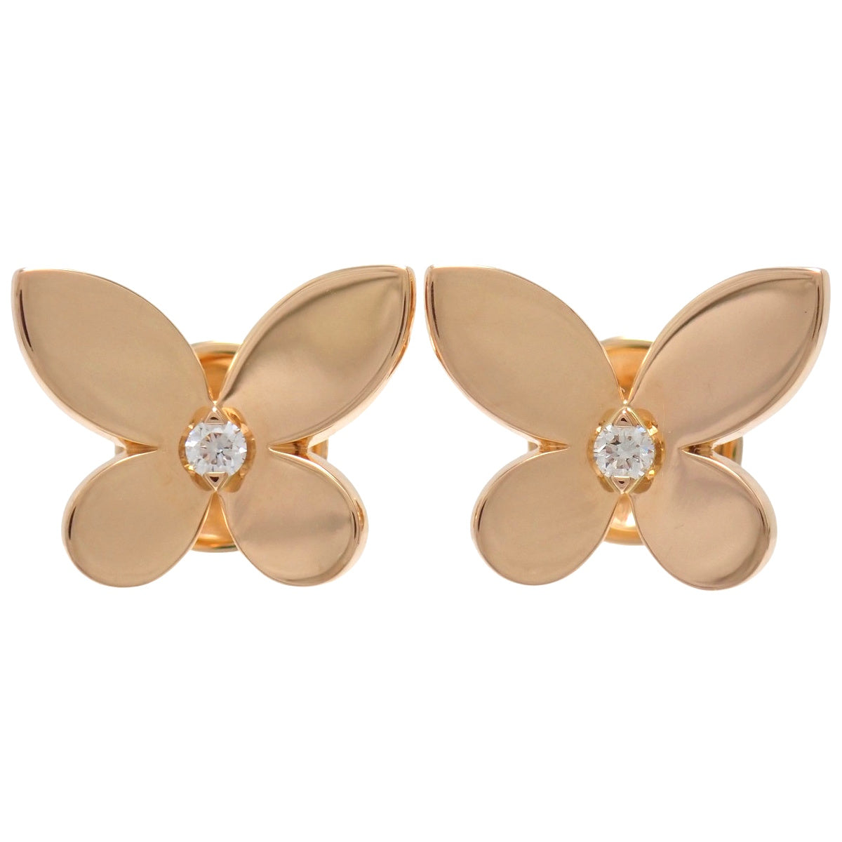 Mini Butterfly Stud Earrings, Diamond, Pink Gold (K18PG)