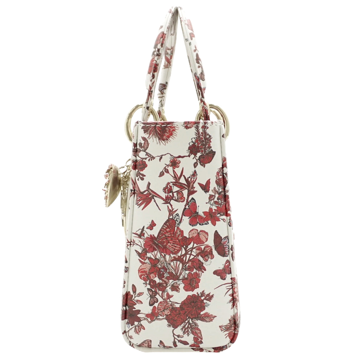 レディディオール スモール レザー ホワイト レッド